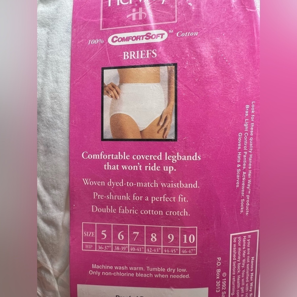 Vintage Woman’s Hanes Her Way White 100% Cotton Briefs 3 Pack Size 8 NOS 1992 - Picture 3 of 5